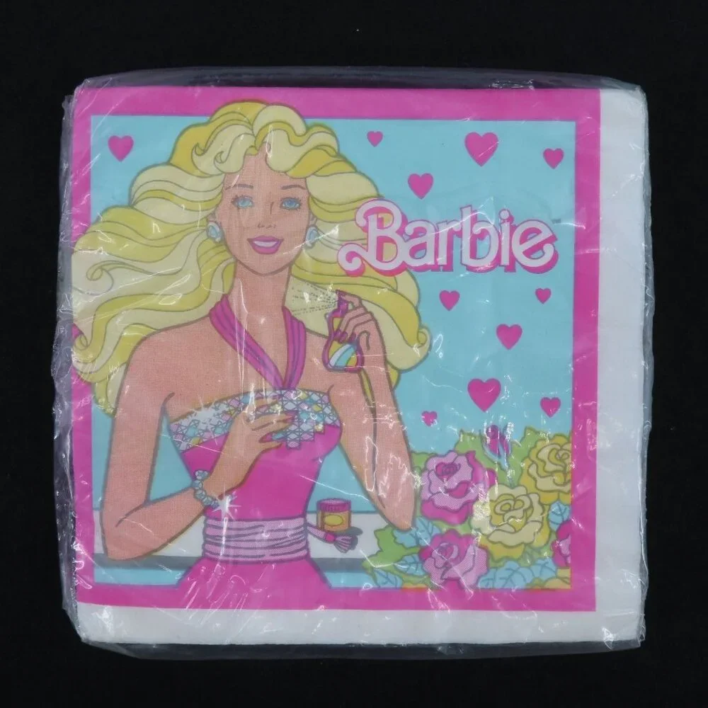 VTG Unique Industries Barbie 1989 Luncheon Napkins 16ct 13in x 13in NEW Sealed